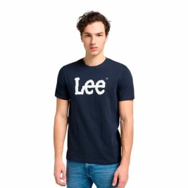 Мъжка тениска с къс ръкав Lee Wobbly Logo Tee Морско син