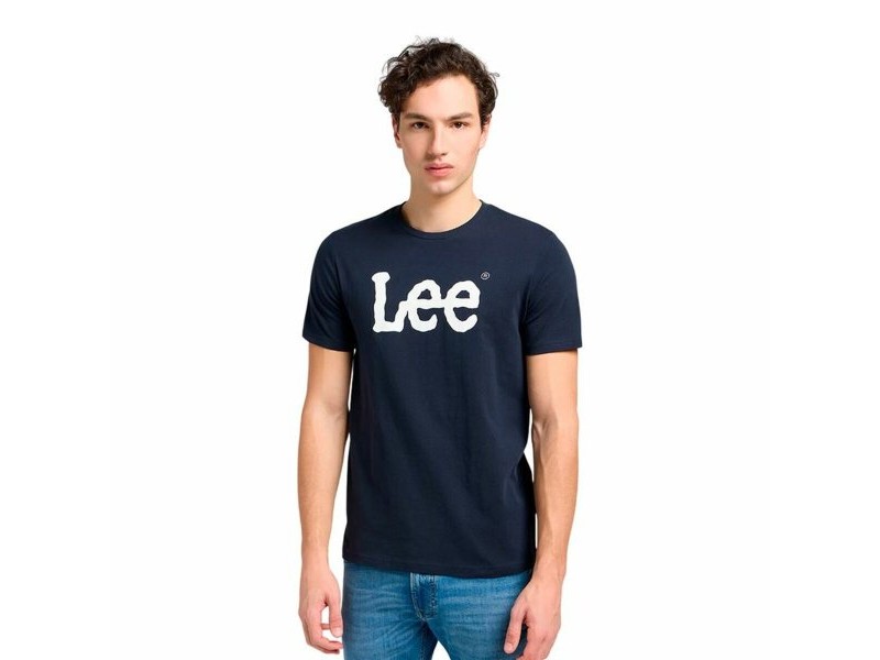 Мъжка тениска с къс ръкав Lee Wobbly Logo Tee Морско син