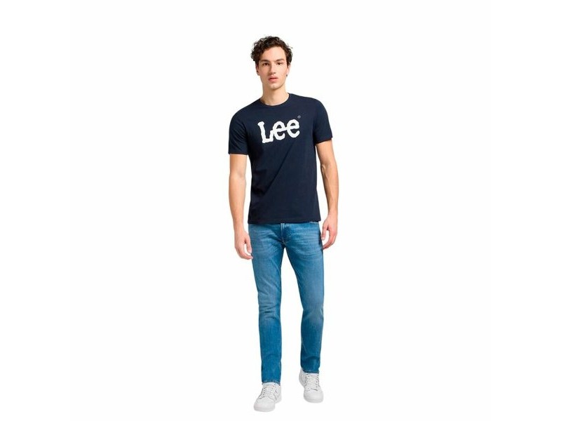Мъжка тениска с къс ръкав Lee Wobbly Logo Tee Морско син
