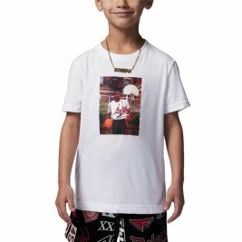 Детска тениска с къс ръкав Jordan Jdb Mj Brand Photo Ss Crew Бял