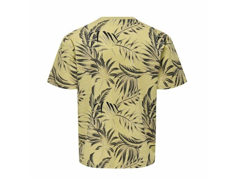 Мъжка тениска с къс ръкав Only & Sons Onskash Reg Leaf Aop Златен