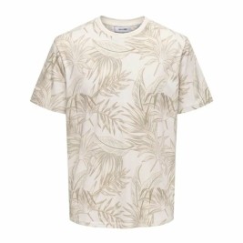 Мъжка тениска с къс ръкав Only & Sons Onskash Reg Leaf Aop Бежов