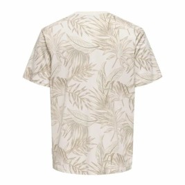 Мъжка тениска с къс ръкав Only & Sons Onskash Reg Leaf Aop Бежов