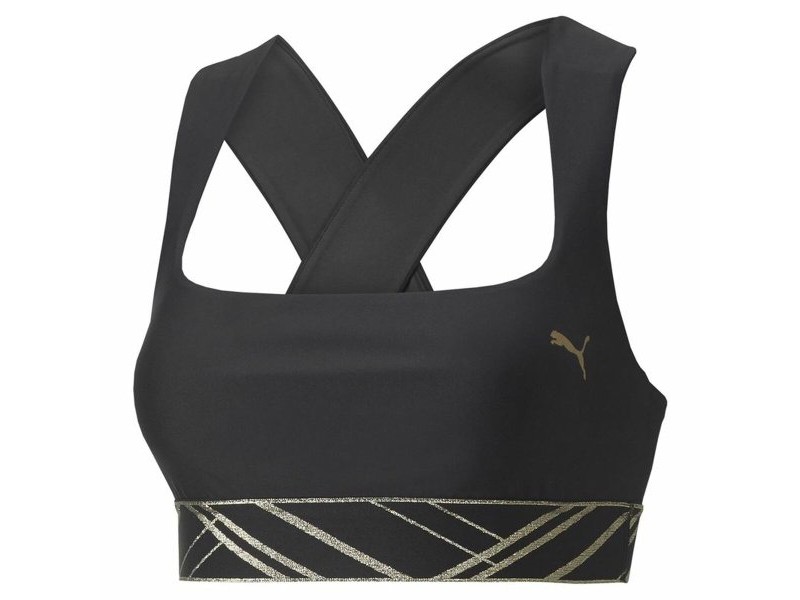 Спортен Сутиен Puma Mid Impact Deco Glam Черен Спортен Сутиен Puma Mid Impact Deco Glam Черен