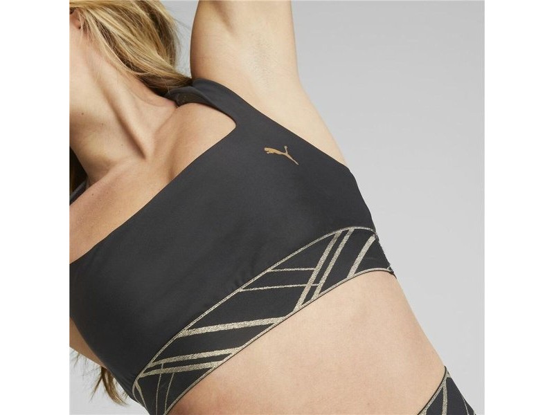 Спортен Сутиен Puma Mid Impact Deco Glam Черен Спортен Сутиен Puma Mid Impact Deco Glam Черен