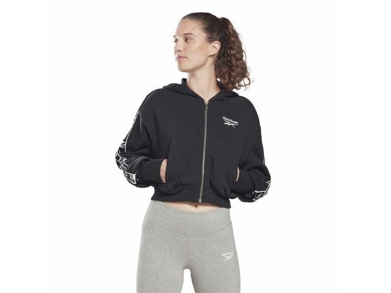 Женско Спортно Яке Reebok Tape Pack Full Zip Черен