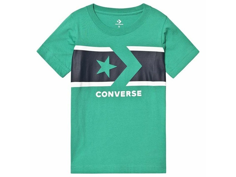 Детски Тениска с къс ръкав Converse Stripe Star Chevron  Зелен