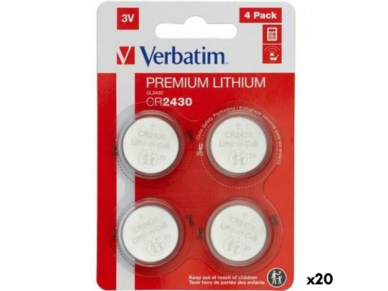 Литиеви кръгли батерии Verbatim 3 V CR2430 4 Части (20 броя) NaN –  BB Батерии
