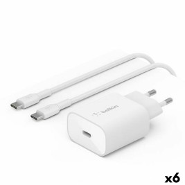 Зарядно за стена + USB-C кабел Belkin Бял 25 W (6 броя)