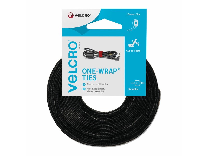 Кабелни връзки Velcro one-wrap Черен 10 mm x 5 m NaN –  BB Кабелни връзки