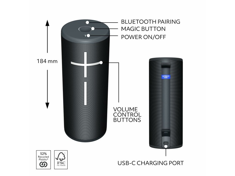 Преносими блутут колони Logitech 984-001969 Черен NaN –  BB Преносими Bluetooth високоговорители