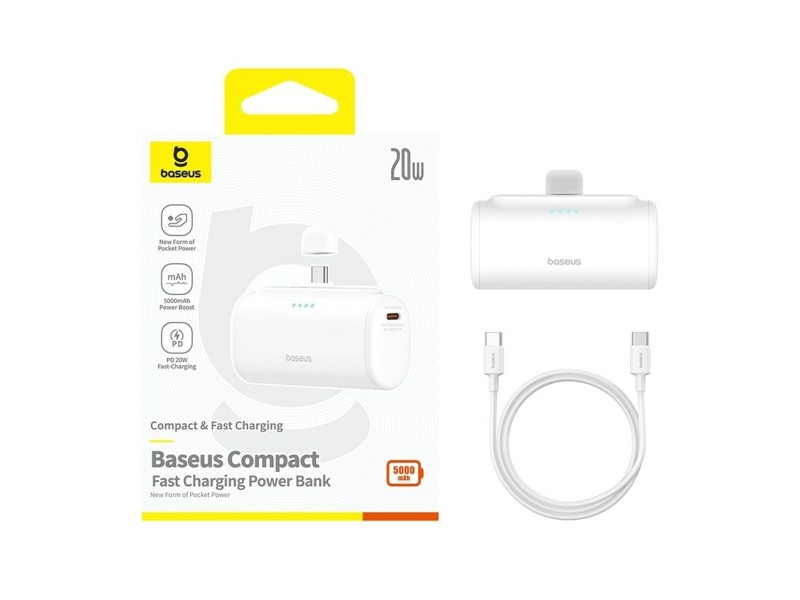 Powerbank Baseus P10068306213-00 Бял 5000 mAh NaN –  BB Преносими зарядни устройства