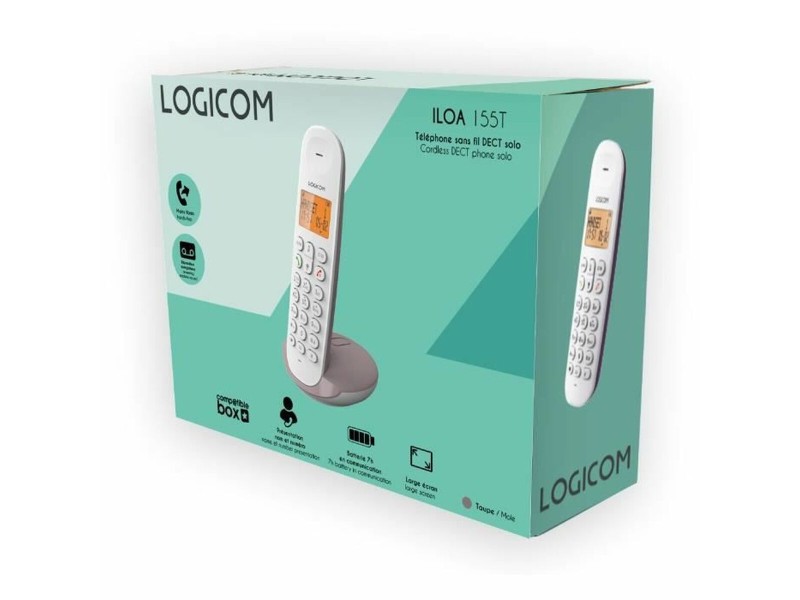Безжичен телефон Logicom ILOA 155T SOLO Кафяв Сив Тъмнокафяв NaN –  BB Аналогови телефони