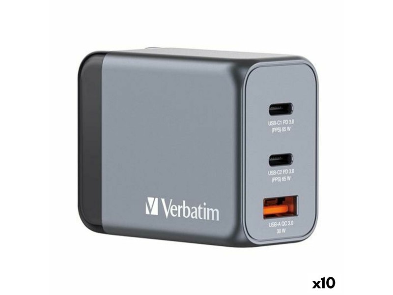 Зарядно за стена Verbatim GNC-65 Черен 65 W Универсален (10 броя) NaN –  BB Мрежови зарядни