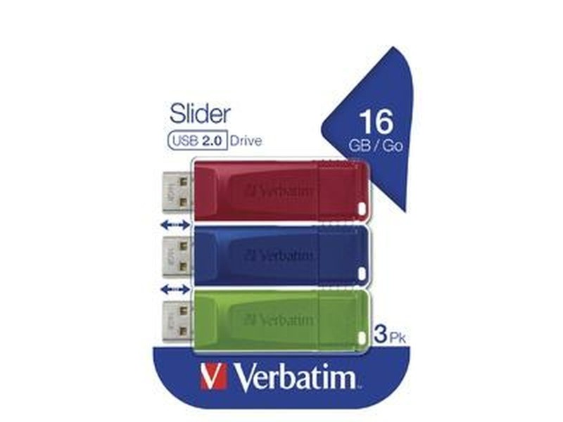 USB стик Verbatim SLIDER Многоцветен 16 GB 3 Части (5 броя) NaN –  BB USB стикове