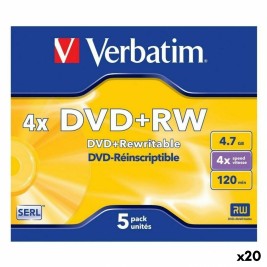 DVD+RW Verbatim 4,7 GB 4x 5 Части (20 броя)