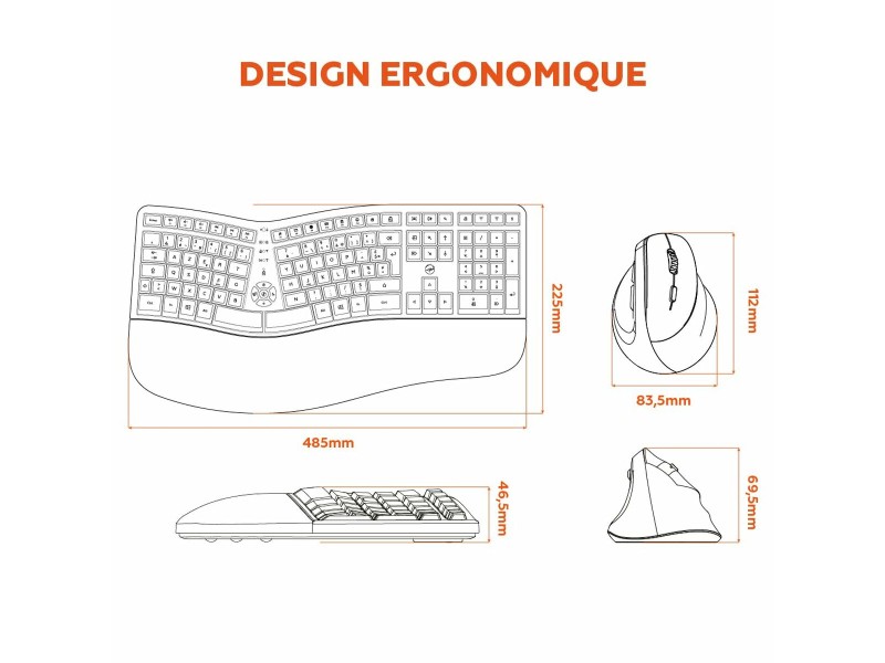 Клавиатура с мишка Mobility Lab Ergo C30W Черен NaN –  BB Пакети клавиатура и мишка