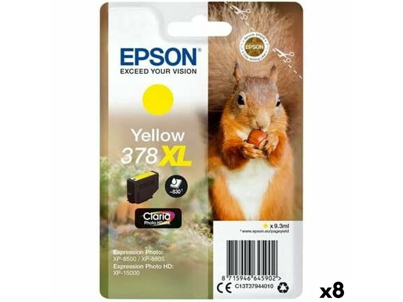 Оригиална касета за мастило Epson Nº 378XL Жълт (8 броя) NaN –  BB Касети с мастило