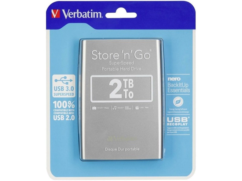Външен харддиск Verbatim STORE N GO Черен Сребрист HDD 2 TB (4 броя) NaN –  BB Външни твърди дискове