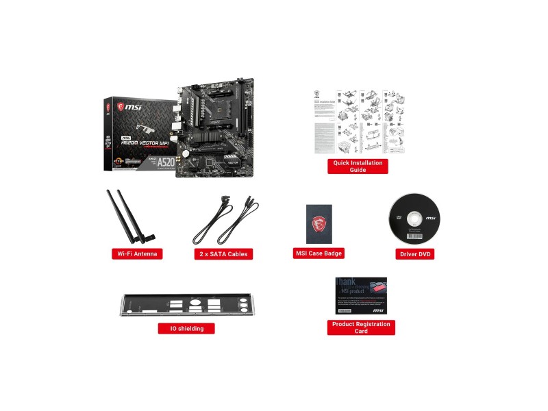 Дънна платка MSI MAG A520M VECTOR WIFI AMD A520 AMD AM4 NaN –  BB Дънни платки