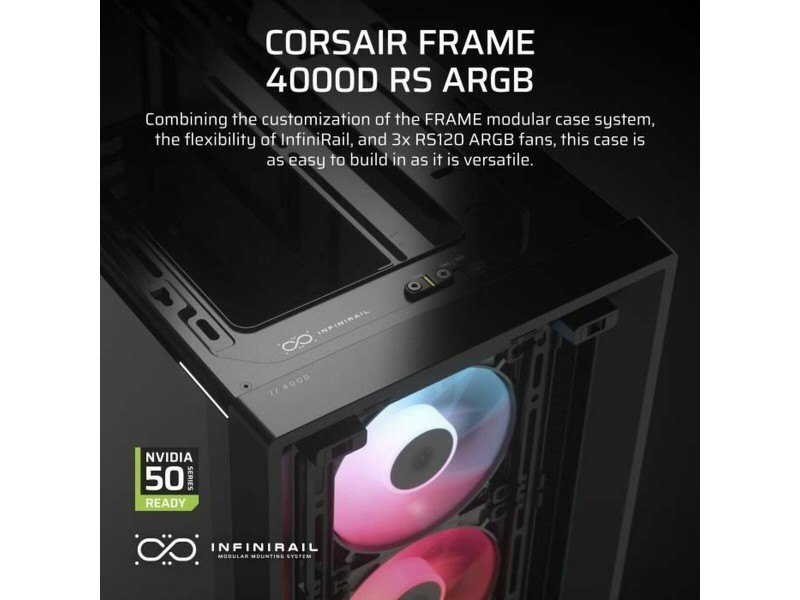 ATX полу-висока кутия Corsair FRAME 4000D RS ARGB Черен Многоцветен NaN –  BB Калъфи за настолни компютри