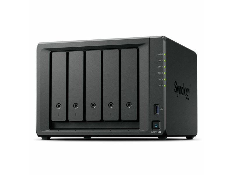 SATA 5.25 калъф за SATA 2.5 Synology DS1525+ Черен AMD Ryzen V1500B NaN –  BB Мрежово прикачено хранилище
