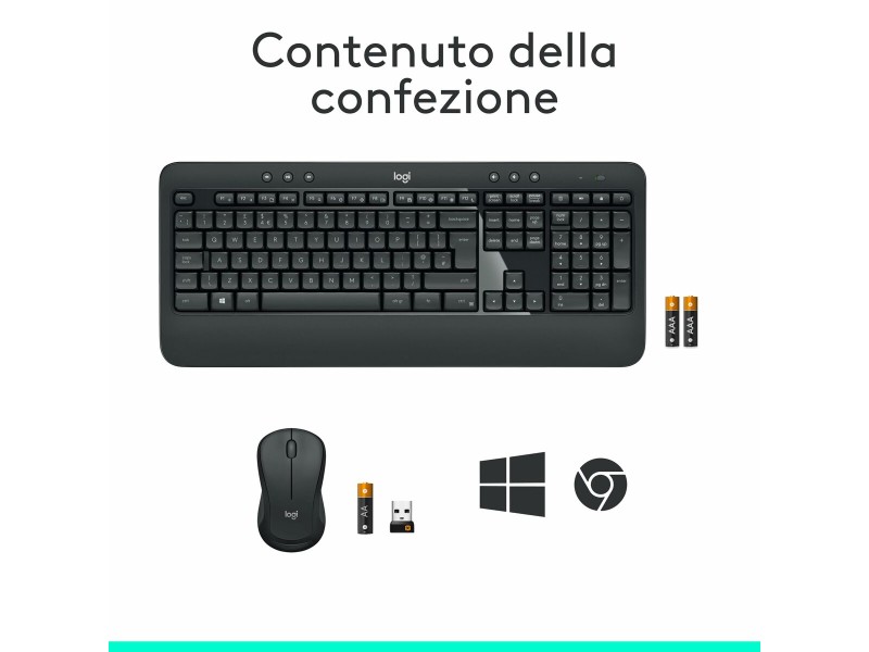 Клавиатура с мишка Logitech 920-008679 италиански език QWERTY Бял Черен NaN –  BB Пакети клавиатура и мишка