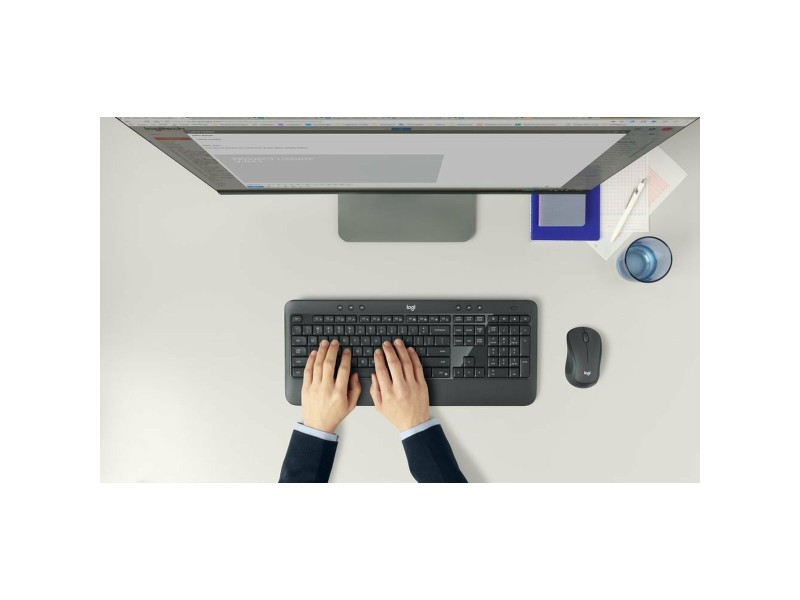 Клавиатура с мишка Logitech 920-008679 италиански език QWERTY Бял Черен NaN –  BB Пакети клавиатура и мишка