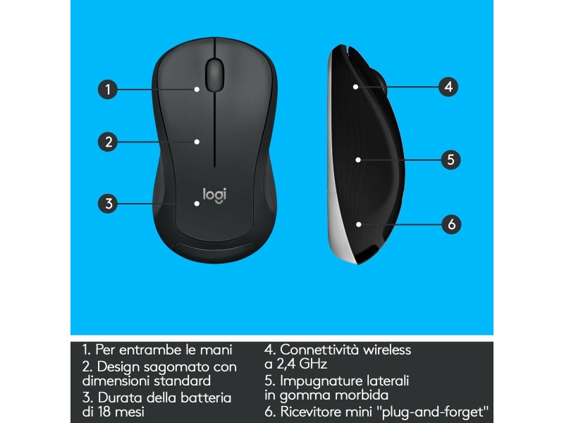 Клавиатура с мишка Logitech 920-008679 италиански език QWERTY Бял Черен NaN –  BB Пакети клавиатура и мишка