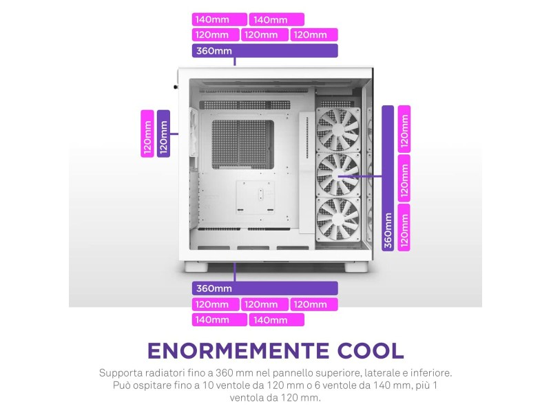 ATX полу-висока кутия NZXT H9 All Бял NaN –  BB Калъфи за настолни компютри