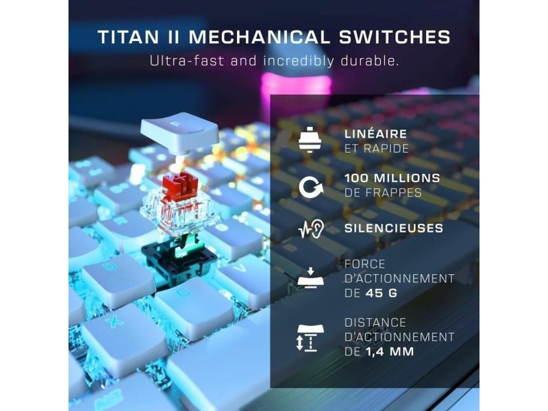 Клавиатура Turtle Beach Vulcan II Бял Azerty френски NaN –  BB Клавиатури