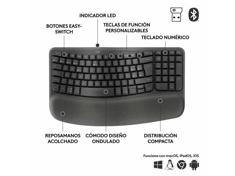Клавиатура с мишка Logitech Графит Стомана Испанска Qwerty NaN –  BB Клавиатури