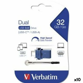 USB стик Verbatim GO SPEED DUAL Син 32 GB (10 броя)