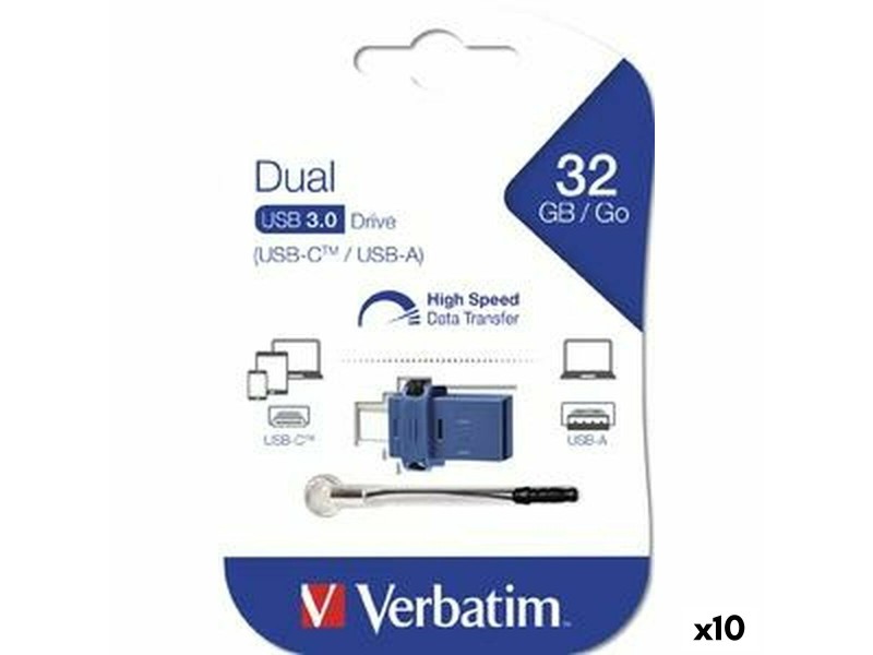 USB стик Verbatim GO SPEED DUAL Син 32 GB (10 броя) NaN –  BB USB стикове