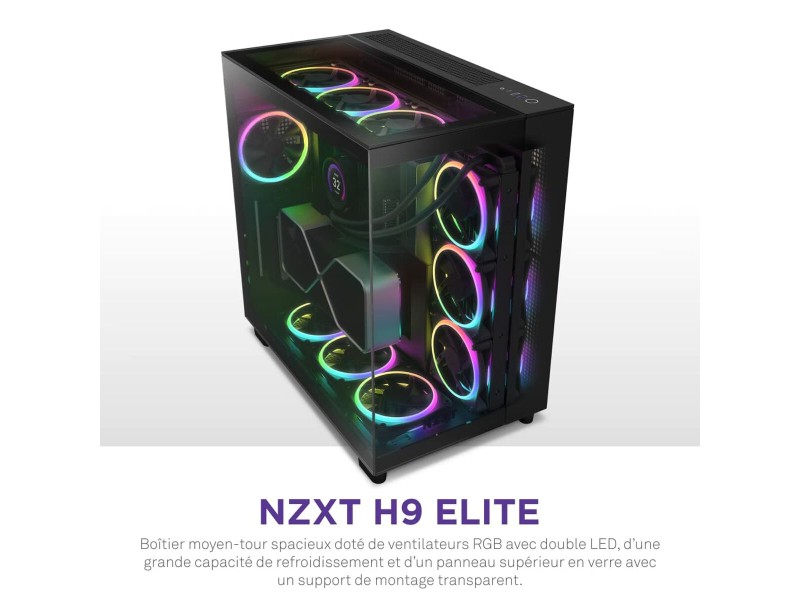 ATX полу-висока кутия NZXT H9 Elite Черен NaN –  BB Калъфи за настолни компютри