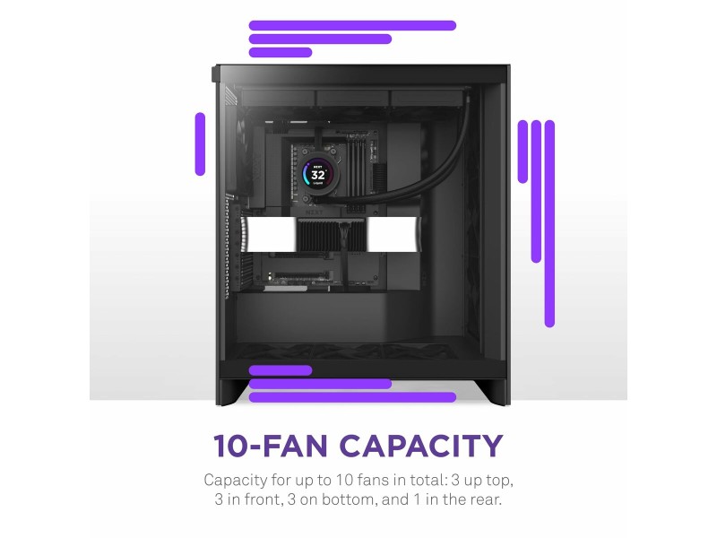 ATX полу-висока кутия NZXT H7 Flow Midi Черен NaN –  BB Калъфи за настолни компютри