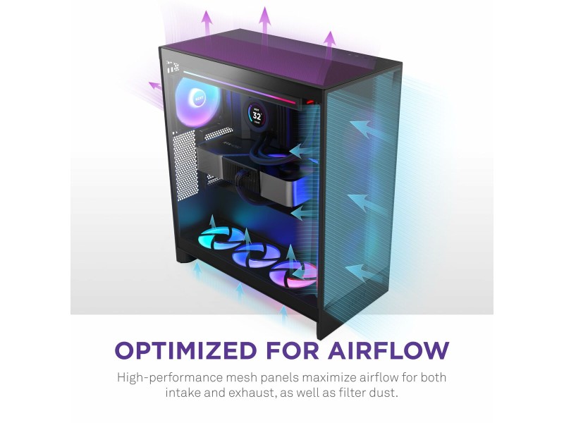 ATX полу-висока кутия NZXT H7 Flow Midi Черен NaN –  BB Калъфи за настолни компютри