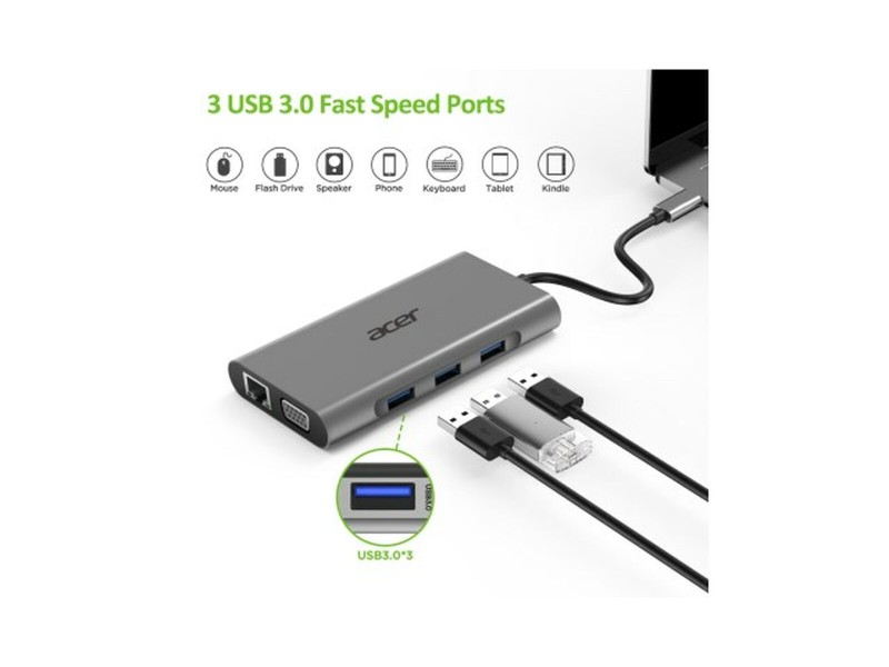 USB извод Acer HP.DSCAB.002 Сребрист NaN –  BB USB хъбове