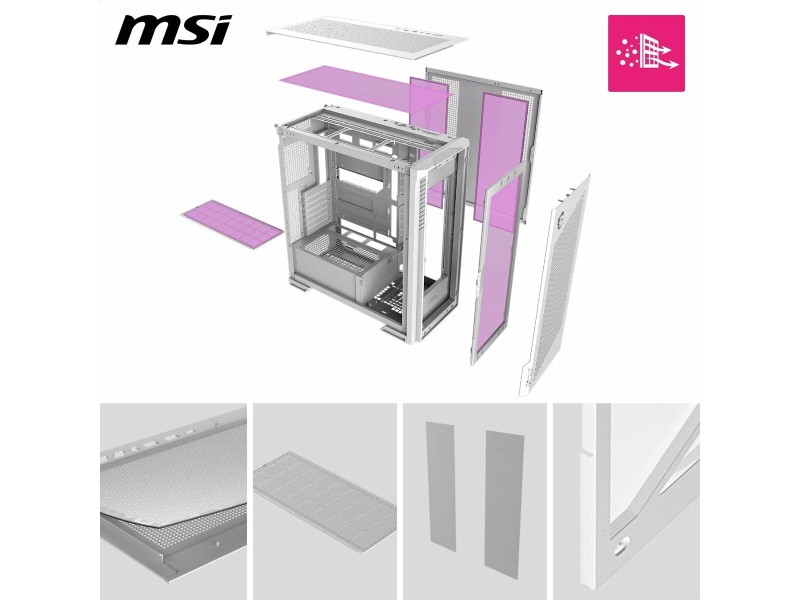 ATX полу-висока кутия MSI 306-7G27W21-JA4 Бял NaN –  BB Калъфи за настолни компютри