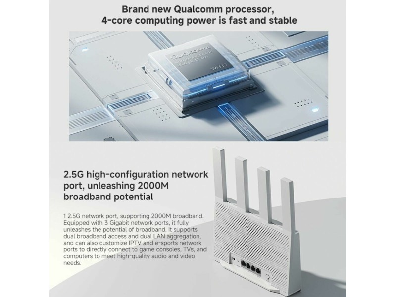 Рутер Xiaomi Бял RJ45 Ethernet LAN 10/100/1000 Mbit USB 3.2 Wi-Fi Ethernet LAN 10/100/1000 2.4 GHz-5 GHz Wi-Fi 6 GHz NaN –  BB Рутери