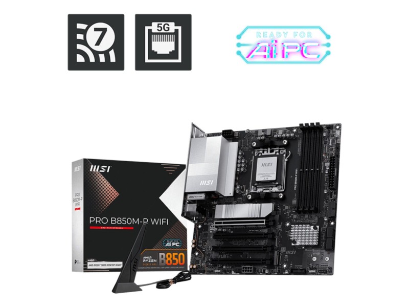 Дънна платка MSI PRO B850M-P WIFI Intel Wi-Fi 6 AMD AM5 AMD B850 NaN –  BB Дънни платки
