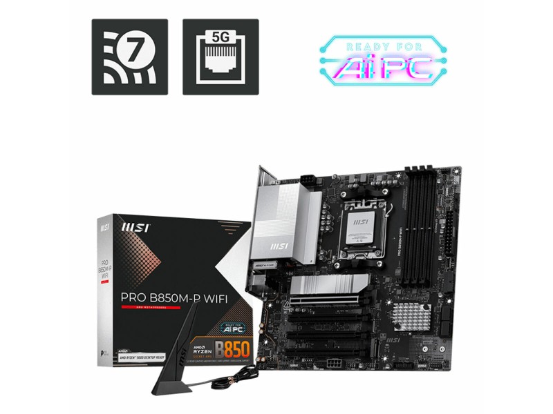 Дънна платка MSI PRO B850M-P WIFI Intel Wi-Fi 6 AMD AM5 AMD B850 NaN –  BB Дънни платки