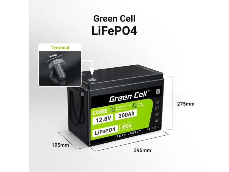 Батерия UPS Green Cell LFPGC12V200AH 200 Ah NaN –  BB Подмяна на батерии за непрекъсваеми захранвания