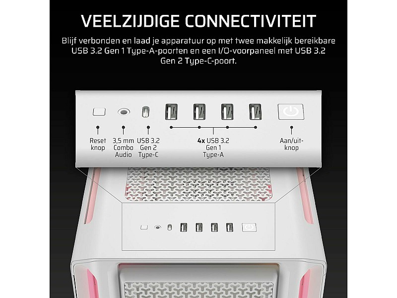 ATX полу-висока кутия Corsair CC-9011299-WW Бял Многоцветен NaN –  BB Калъфи за настолни компютри