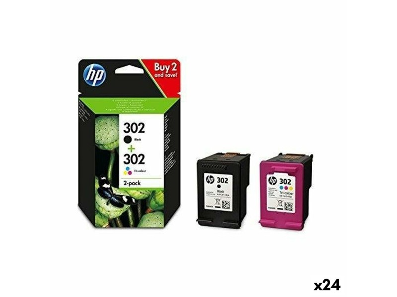 Оригиална касета за мастило HP Officejet 3830 - Nº 302 (F6U66AE + F6U65AE) Жълт (24 броя) NaN –  BB Касети с мастило