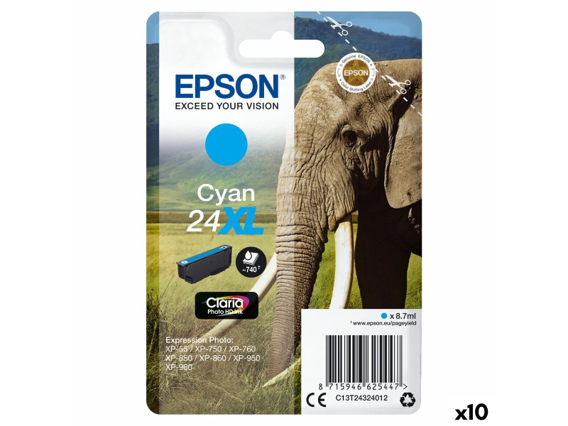 Оригиална касета за мастило Epson CLARIA PHOTO HD INK EXPRESSION PHOTO XP-950 - 24XL Синьо-зелен (10 броя) NaN –  BB Касети с мастило
