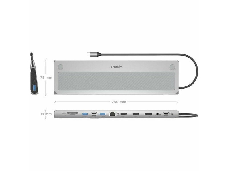 USB извод Aisens ASUC-12P020-GR Сив 100 W 50 W NaN –  BB USB хъбове