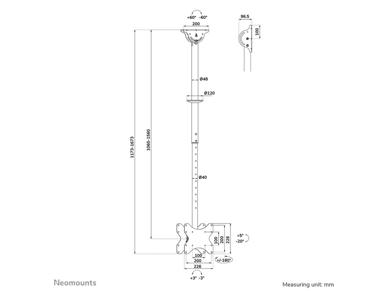Поставка за монитор Neomounts CL35-340BL22 42 23-42 43 NaN –  BB Стойки и подпори