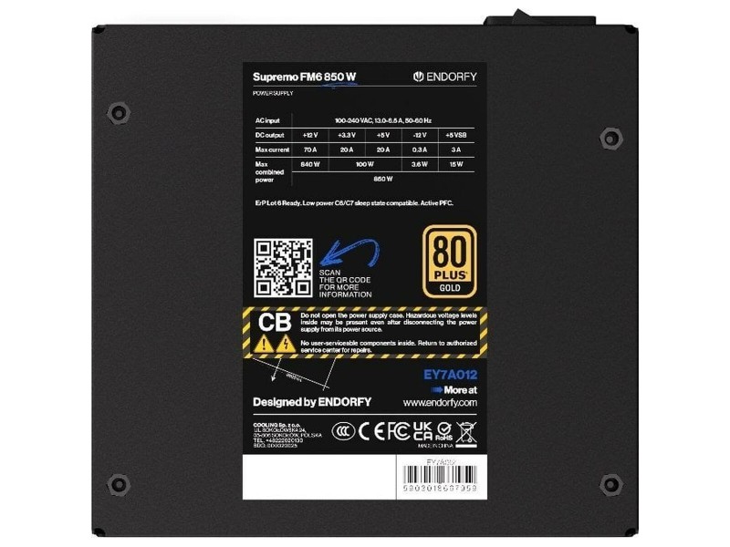 Захранване Endorfy EY7A012 ATX 850 W 80 Plus Gold NaN –  BB Захранвания