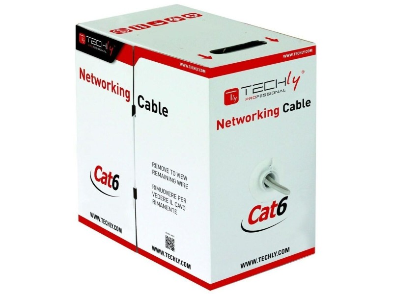 FTP категория 6 твърд мрежови кабел Techly 022595 Сив 305 m NaN –  BB Ethernet кабели